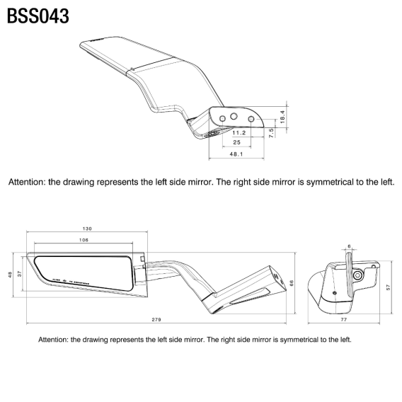 "STEALTH" Sport Mount Style Winglet Mirror Set by Rizoma