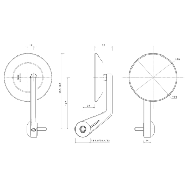 "Eccentrico" Bar End Style Universal Mirror by Rizoma