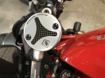 Carbon Inlay Front Brake and Clutch Fluid Tank Cap Set by Ducabike Ducati / Monster 1100 / 2008