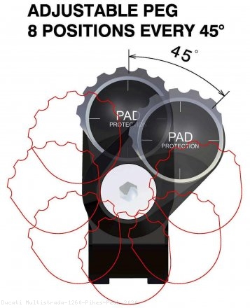 Eccentric Adjustable Footpeg Adapters by Rizoma Ducati / Multistrada 1260 Pikes Peak / 2020