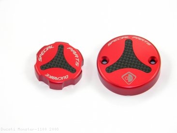 Carbon Inlay Front Brake and Clutch Fluid Tank Cap Set by Ducabike Ducati / Monster 1100 / 2008