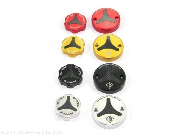 Carbon Inlay Front Brake and Clutch Fluid Tank Cap Set by Ducabike Ducati / 1199 Panigale / 2013