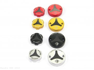 Carbon Inlay Front Brake and Clutch Fluid Tank Cap Set by Ducabike Ducati / 848 / 2010
