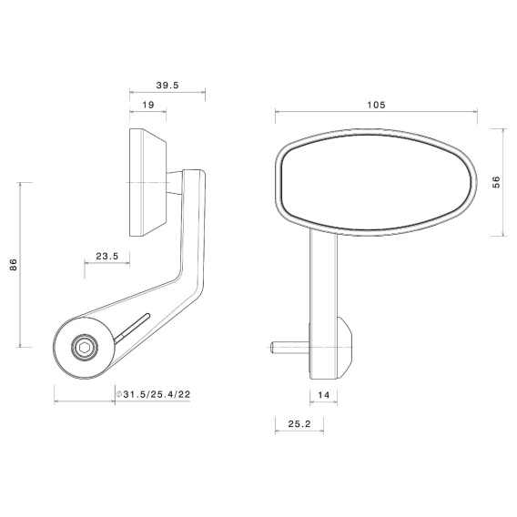 "Reverse Retro" Bar Mount Style Universal Mirror by Rizoma