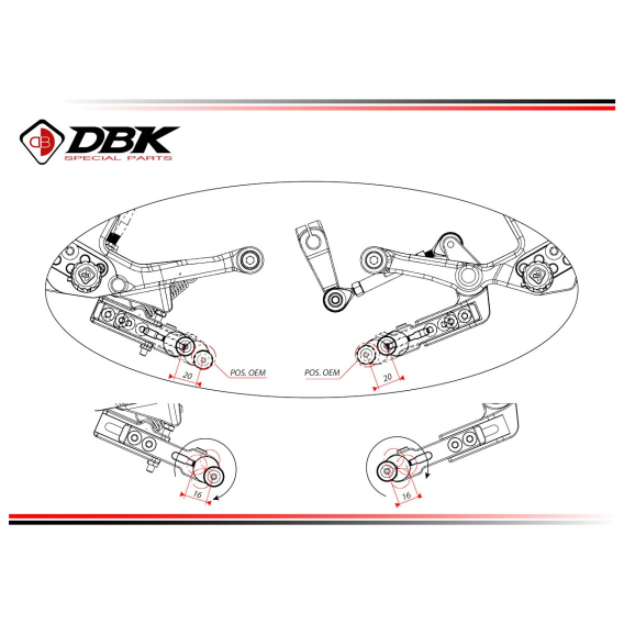 Adjustable Rearsets by DBK Special Parts