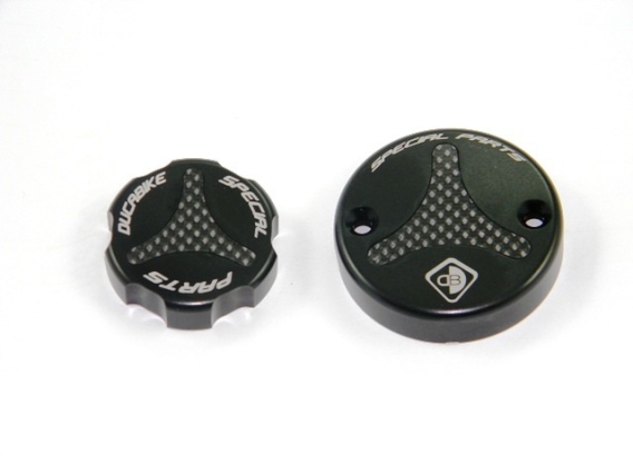 Carbon Inlay Front Brake and Clutch Fluid Tank Cap Set by Ducabike