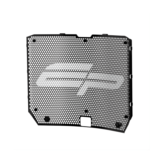 Evotech aluminum race radiator guard installed on Yamaha R9